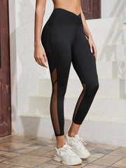 Mesh Contrast Yoga Pants for Women