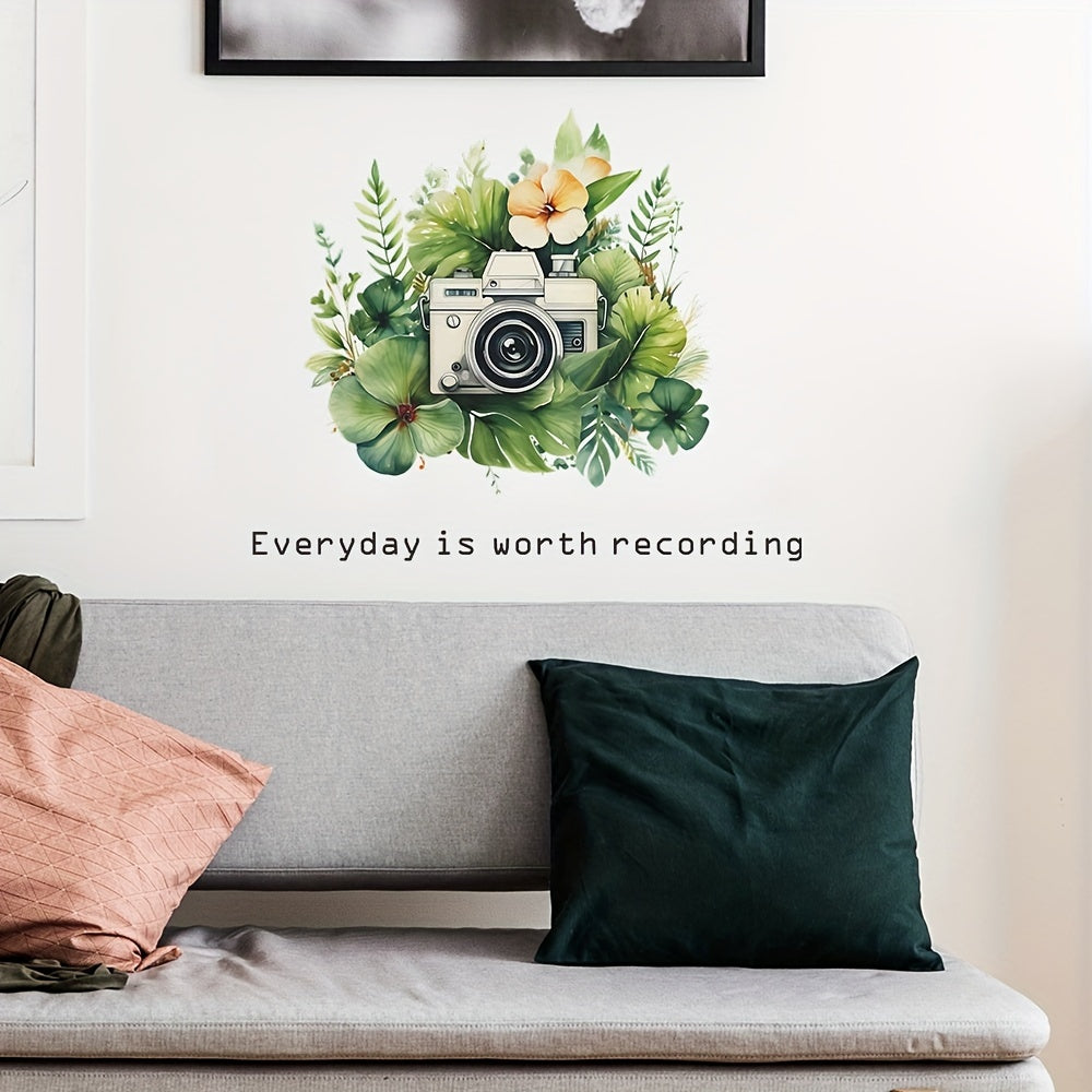 Green Leaves Camera Wall Sticker Removable Flowers Decal Boys Room Decor