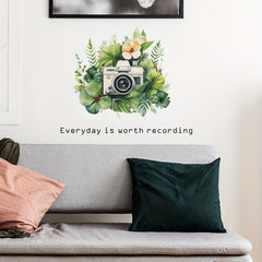Green Leaves Camera Wall Sticker Removable Flowers Decal Boys Room Decor