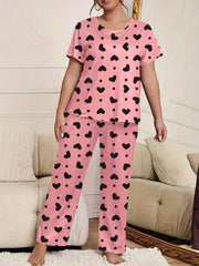 Lounge Set Women's Heart & Polka Dot Pajama Two Piece Set