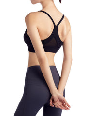 Women's Solid Shockproof Racer Back Yoga Sports Bra