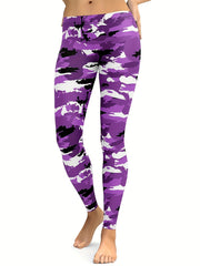 Camo Print High Waist Yoga Leggings Stretchy Workout Pants