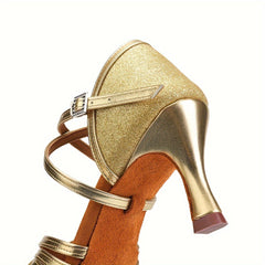 Stylish Women's Latin Dance Shoes with Cross Straps & Medium Heel