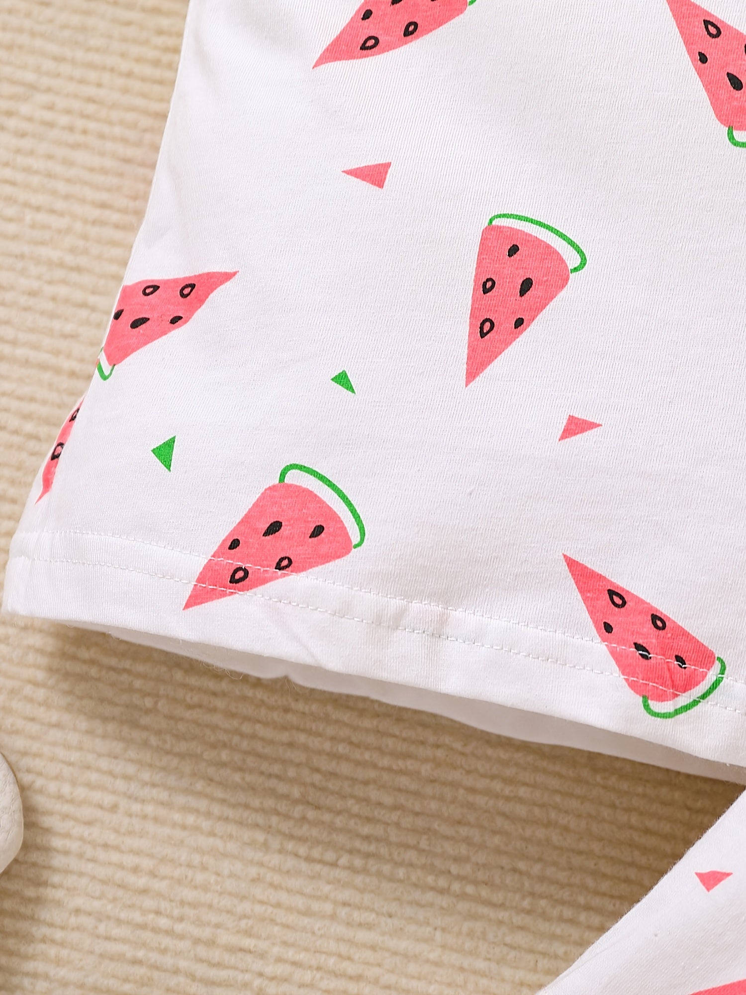 2pcs Baby Girls Watermelon Print Tee & Shorts Set Toddler Clothes