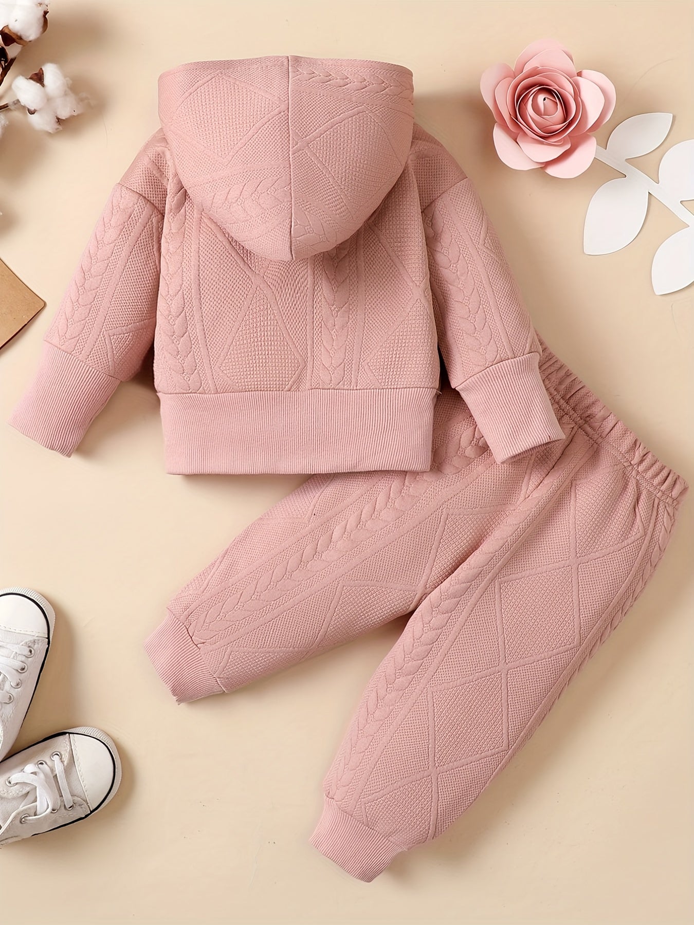 Baby Girls Thermal Hooded Coat Trousers Set