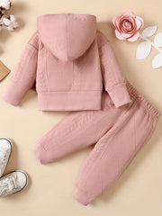 Baby Girls Thermal Hooded Coat Trousers Set