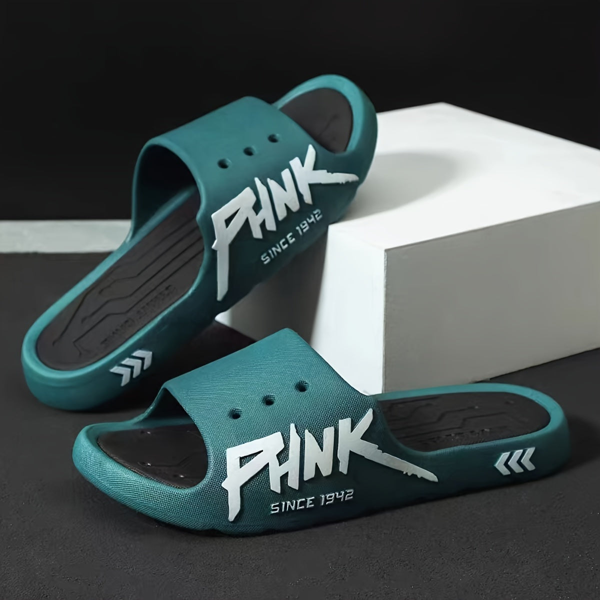 Men's PUNK Pattern Slides Soft Sole Slippers