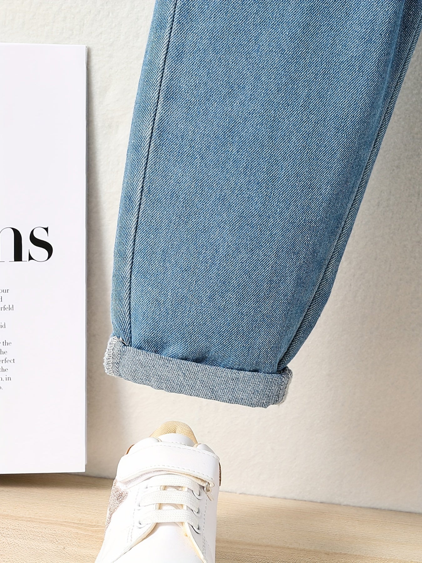 Girls' Classic Denim Trousers Baggy Fit All match For Outerwear