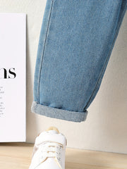 Girls' Classic Denim Trousers Baggy Fit All match For Outerwear