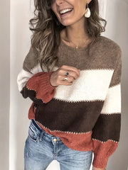 Colorblock Long Sleeve Round Neck Jumper