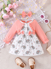 Baby Girl's Cartoon Print Splicing Dress