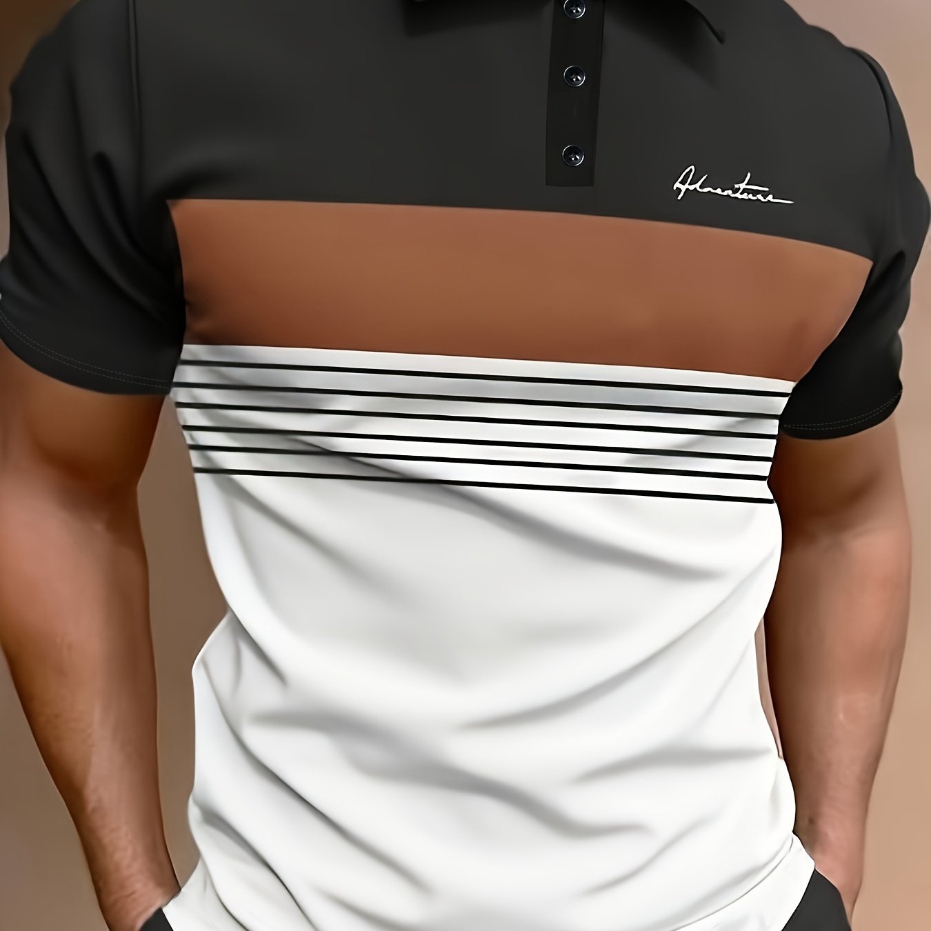 Men's Vintage Striped Lapel Short Sleeve Shirt