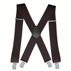 Men's X-Shaped Adjustable Suspenders with Four Clips - 4 Colors