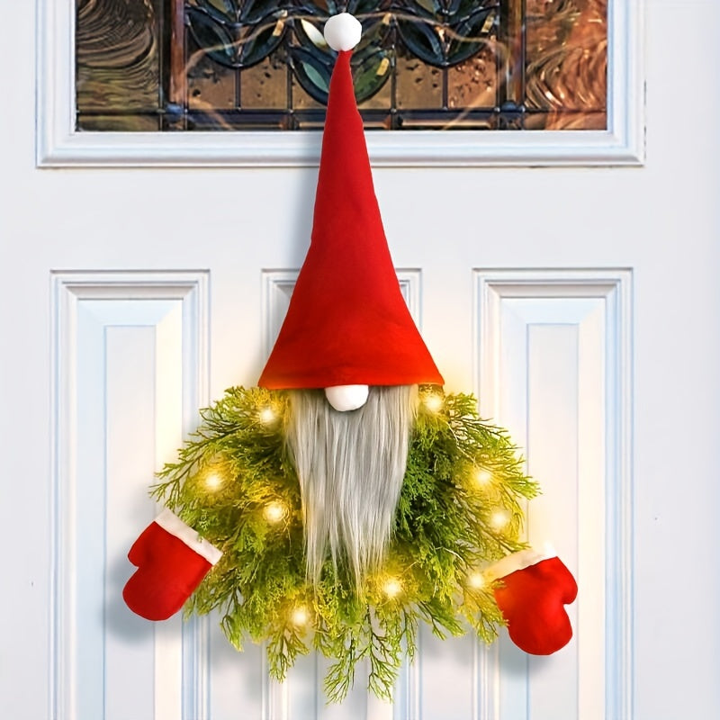 Faceless Old Man Christmas Wreath Door Hanging