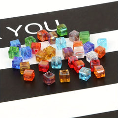 50pcs Mixed Crystal Cube Beads for DIY Jewelry Making 6x6mm