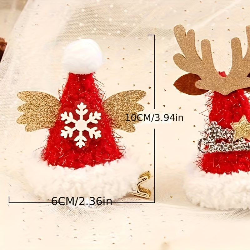 Velvet Christmas Hair Clip Snowflake Wings Deer Letters Holiday Decoration