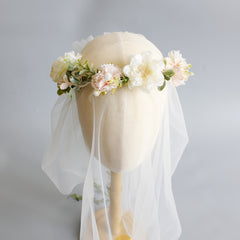 Bridal Veil Flower Crown and Sweet Double Layer Head Veil