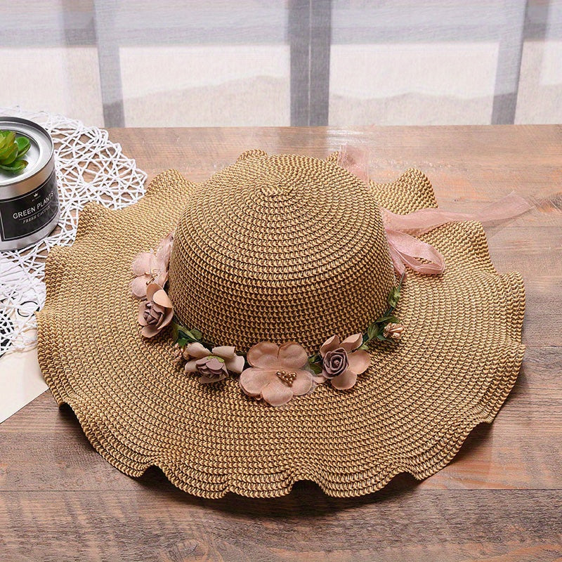 Wide Brim Sun Hat Easter Garland Decor Floppy Straw Hat