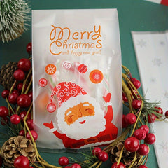 50pcs Christmas Santa Claus Printed Snack Bags