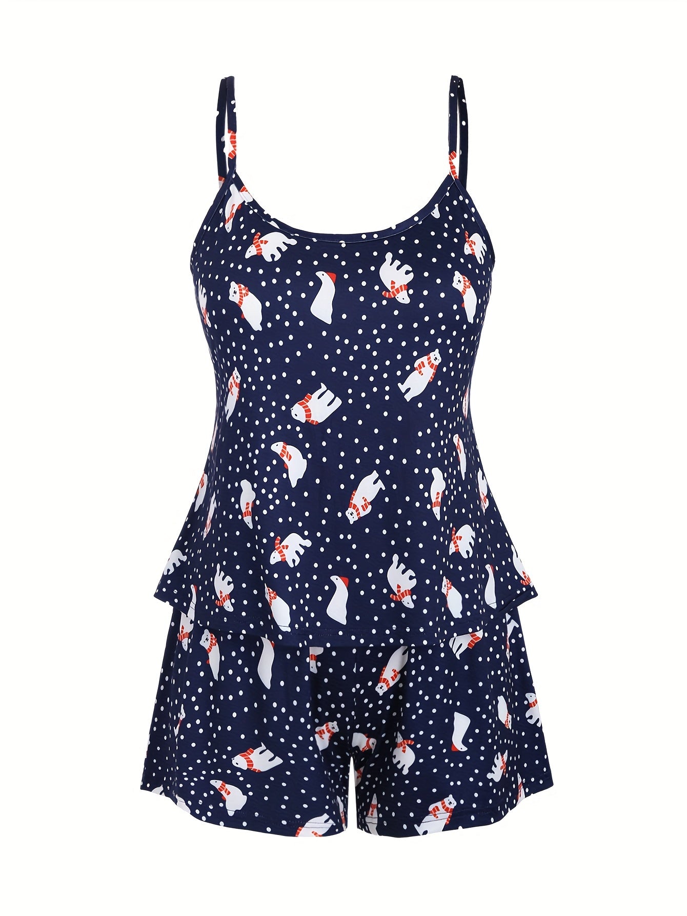Polar Bear & Polka Dot Cami Top & Short Pajamas Set