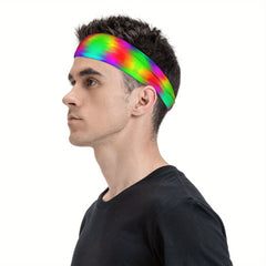 Rainbow Gradient Headband, Soft Polyester Blend for Sports