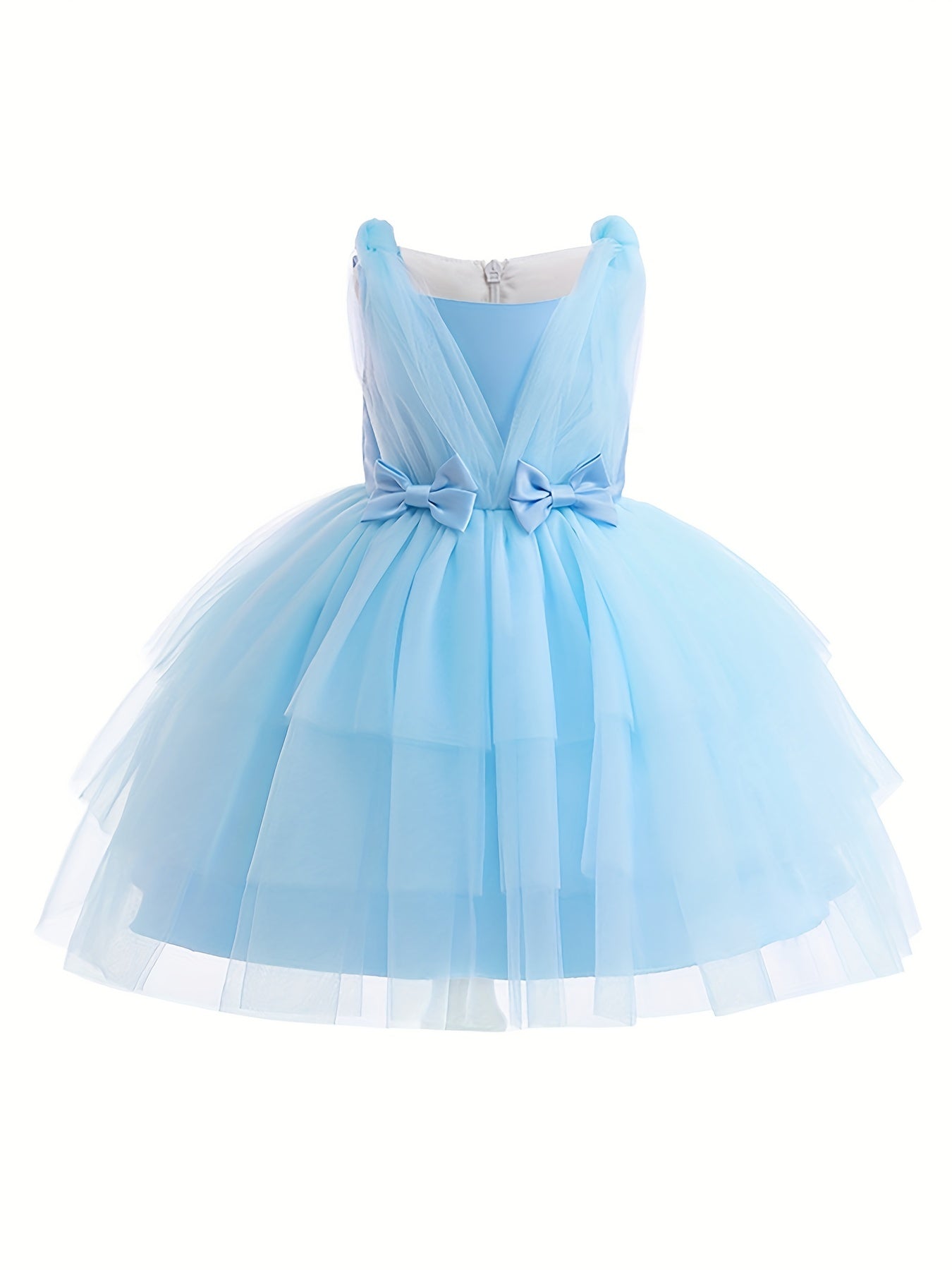 Princess Dress Birthday Girl Bow Decor Layered Tutu Dress