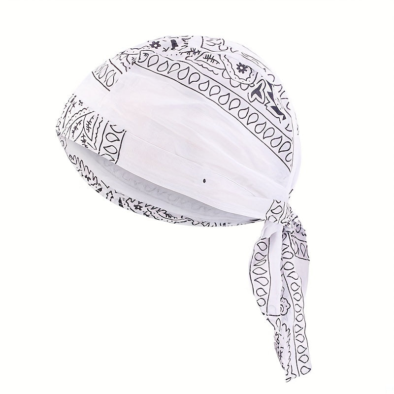 Paisley Print Turban Cap Ramadan Head Wrap Bandana Casual Lace Up Hijab Hat