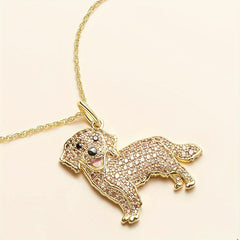 Golden Retriever Rhinestone Pet Pendant Necklace Dog Animal Jewelry