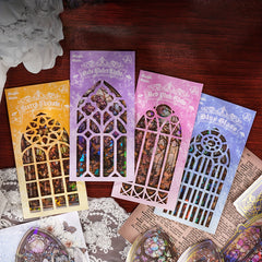 10pcs Retro Flower Window Bronzing Waterproof Sticker Pack
