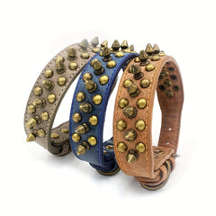 PU Leather Dog Collar Spiked Rivets Small Medium Dogs
