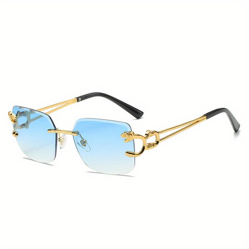 Men's Leopard Rimless UV Resistant Sunglasses for Beach