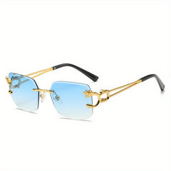 Men's Leopard Rimless UV Resistant Sunglasses for Beach