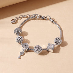 Beaded Charm Bracelet with Flower & Star Pattern