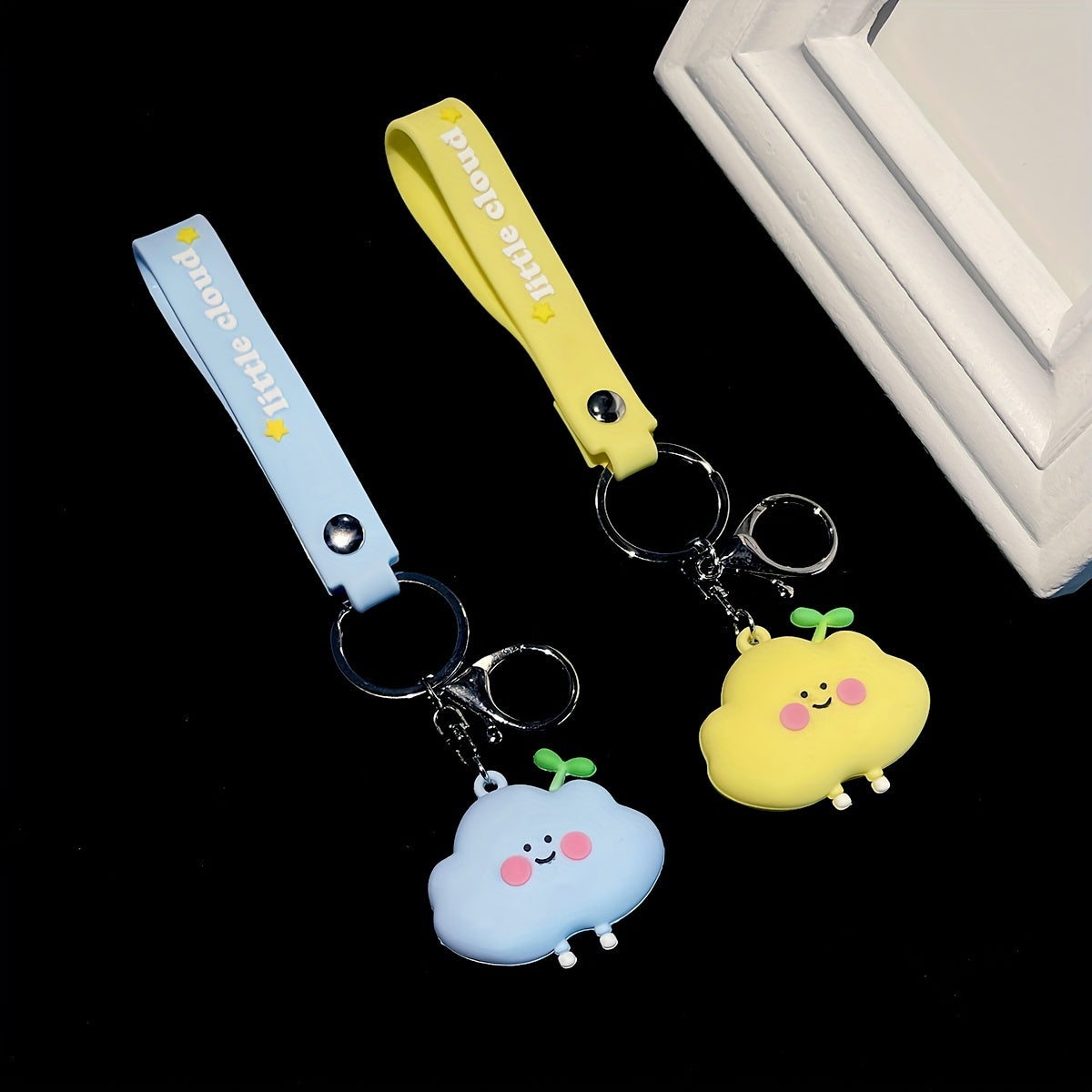 Cartoon Rubber Doll Grass Cloud Key Chain Bag Pendant for Students