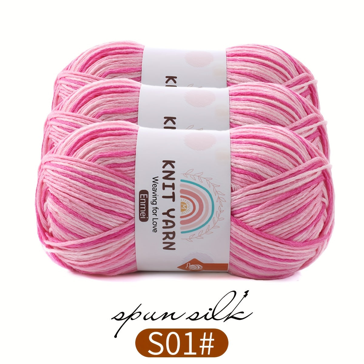 3pcs Colored Yarn Gradient Dyed Milk Cotton Thread for Knitting Crochet Crafts