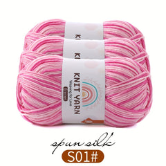 3pcs Colored Yarn Gradient Dyed Milk Cotton Thread for Knitting Crochet Crafts