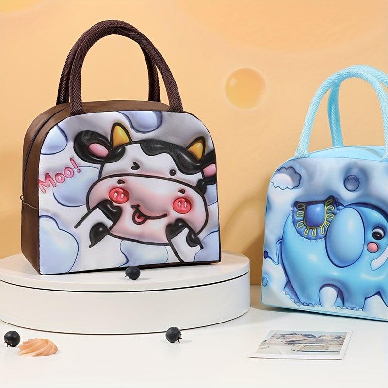 2pcs 3D Animal Print Bento Bag Insulation Lunch Bag