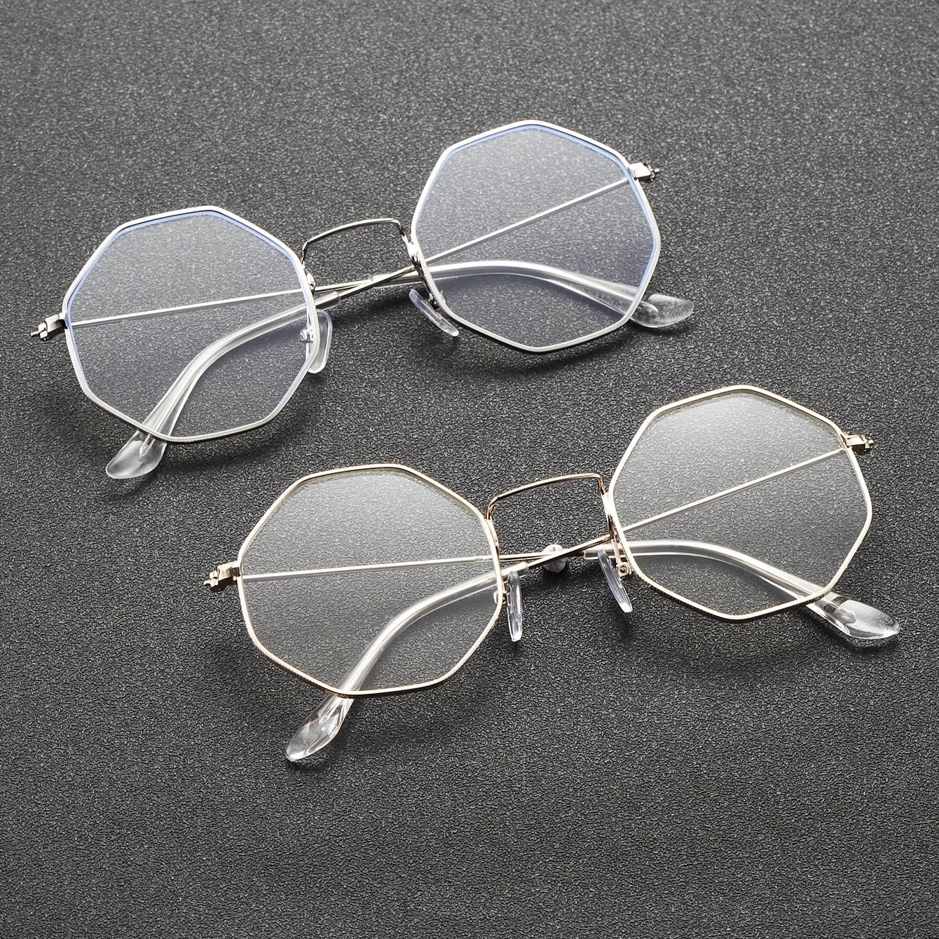 2 Pairs Men's Metal Polygonal Casual Student Copper Alloy Glasses