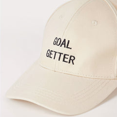 Goal Getter Embroidery Baseball Cap Beige Unisex Sun Hats Lightweight