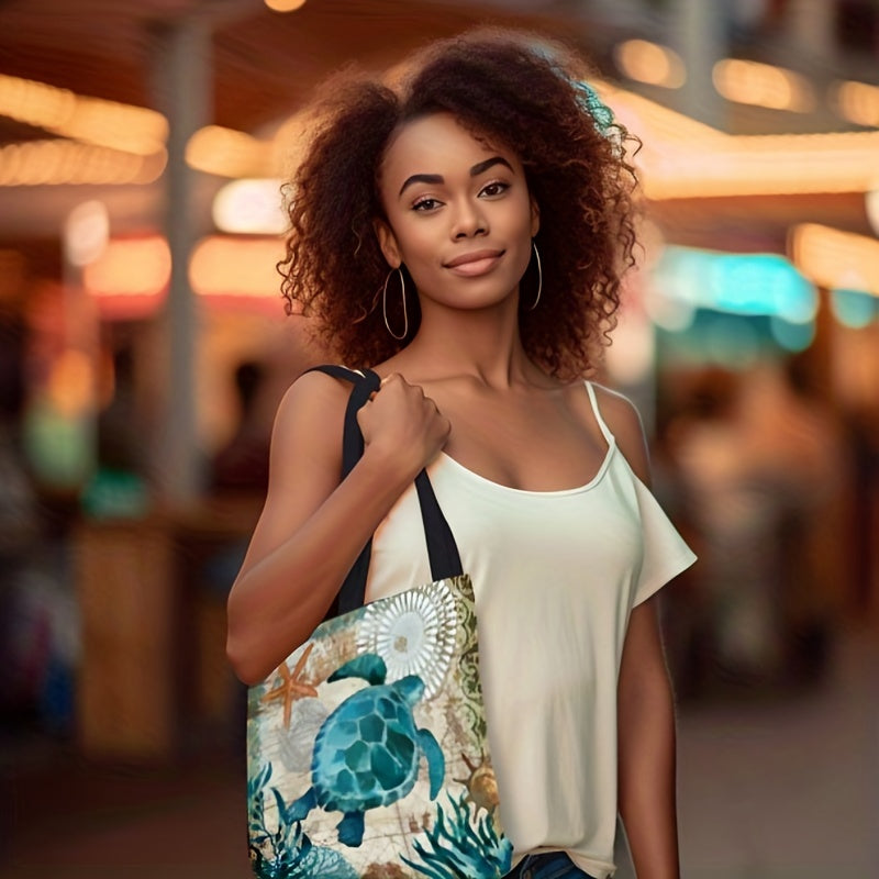 Ocean Turtle Tote Bag Reusable Shoulder Bag for Women