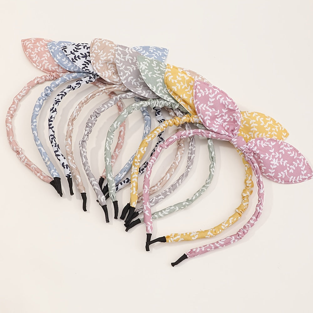 8pcs Baby Girls Leaf Pattern Bowknot Hair Hoop Headwear Hair Accessories