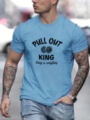 Men's Pull Out King Print T-shirt for Summer Outdoor