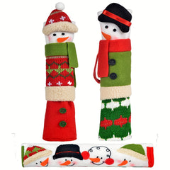 3pcs Snowman Christmas Fridge Handle Covers Kitchen Appliance Protector