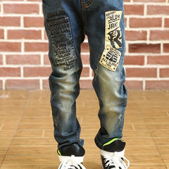 Boys Letter Pattern Jeans Denim Pants