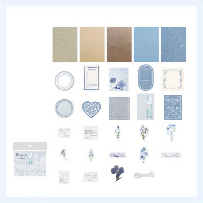 29pcs Paper Pet Stickers Flowers Vintage Non Adhesive Material Collage Supplies