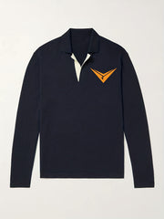 Geometric Pattern Knit Polo Sweater Men's Casual Lapel V Neck Pullover