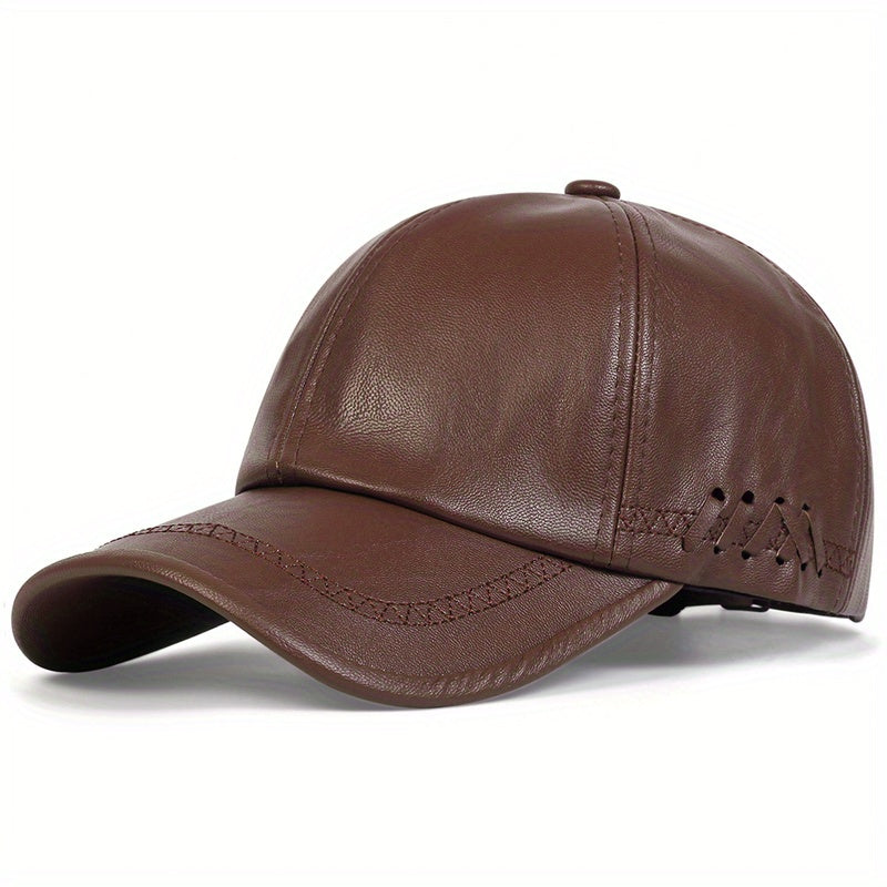 Waterproof PU Leather Baseball Cap Unisex Dad Hat Adjustable Sports Golf