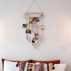 Photo Display Lace Wall Hanging With 10 Wooden Clips