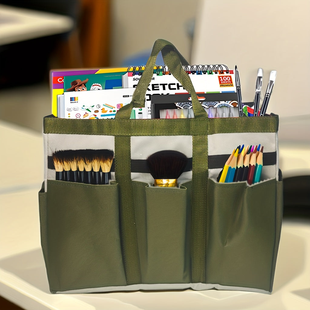 Craft Supplies Tote Bag Green Nylon Fabric Organizer Bag