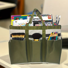 Craft Supplies Tote Bag Green Nylon Fabric Organizer Bag